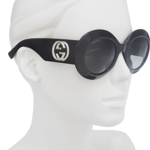 Gucci Designer Round Black Mystery New Original Logo Sunglasses